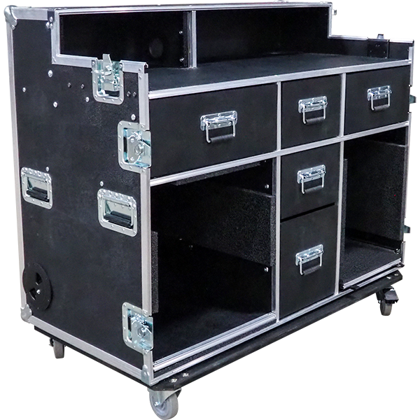 road case workstation with drawers